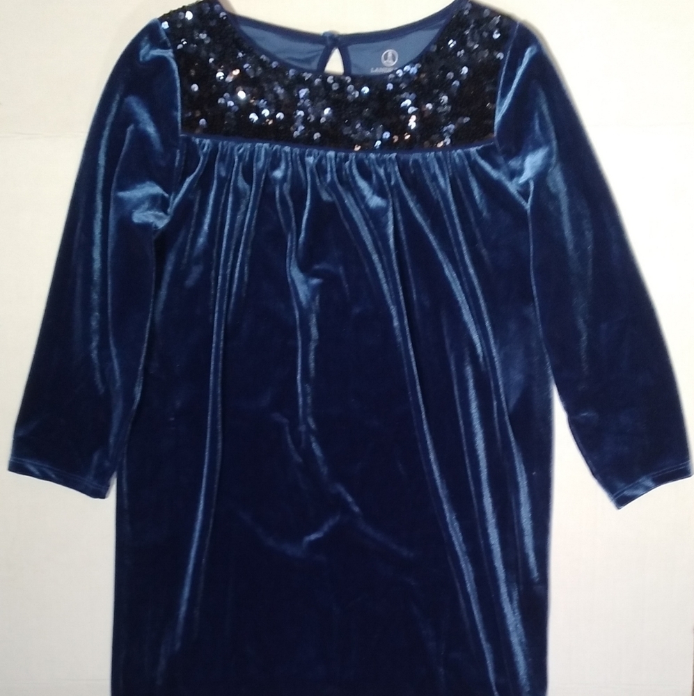 Girls Lands' End Blue Velvet Seqin Dress